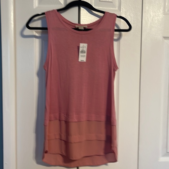 LOFT Tops - NWT LOFT sleeveless pink chiffon hem tunic tank top size XXSP